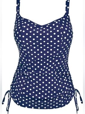 NWT Panache Anya Spot Underwire Tankini Swim Top Navy Polka Dot 40H Bra Sized